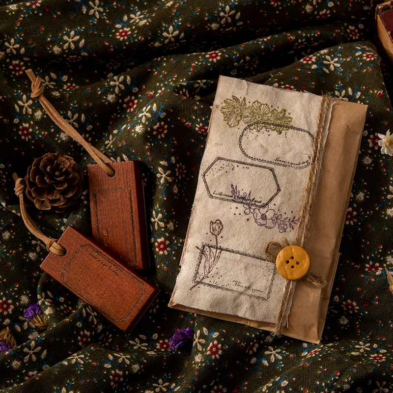 New retro Plant frame wood rubber stamp diy Craft Letters Diary journal hand-decorated wooden stamps
