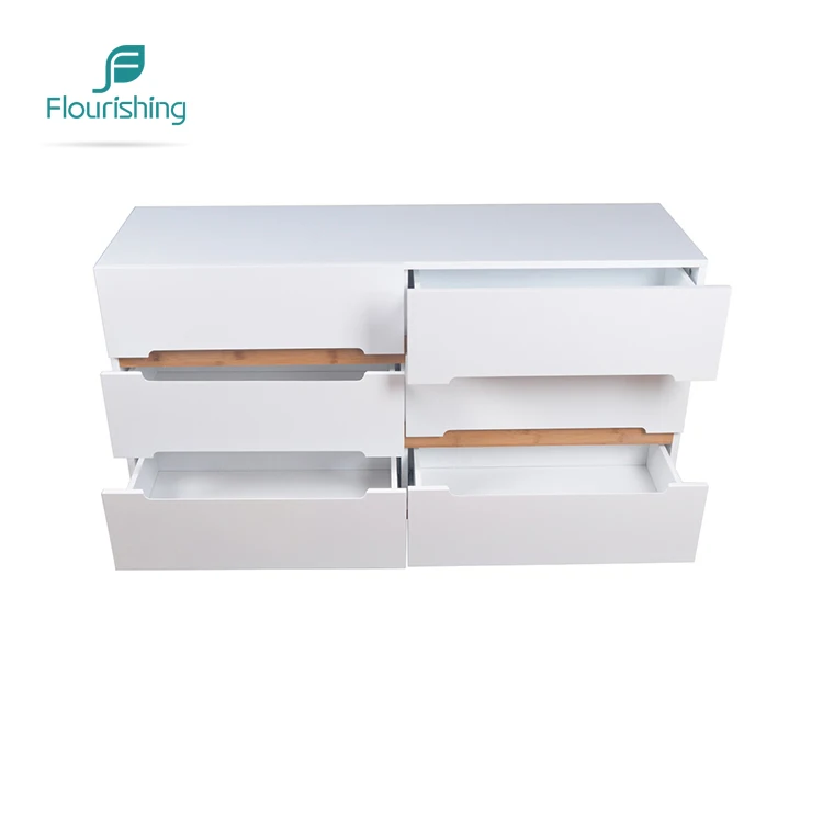 High Quality Simple Nordic Furniture White Wooden Chest of Drawer Side Cabinet for Livingroom