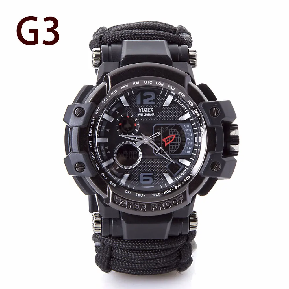 G3 Outdoor Kit Survival Gear Watch Multi-functional Waterproof 50M Paracord Wristband Watch For Men Camping Hiking Emergency