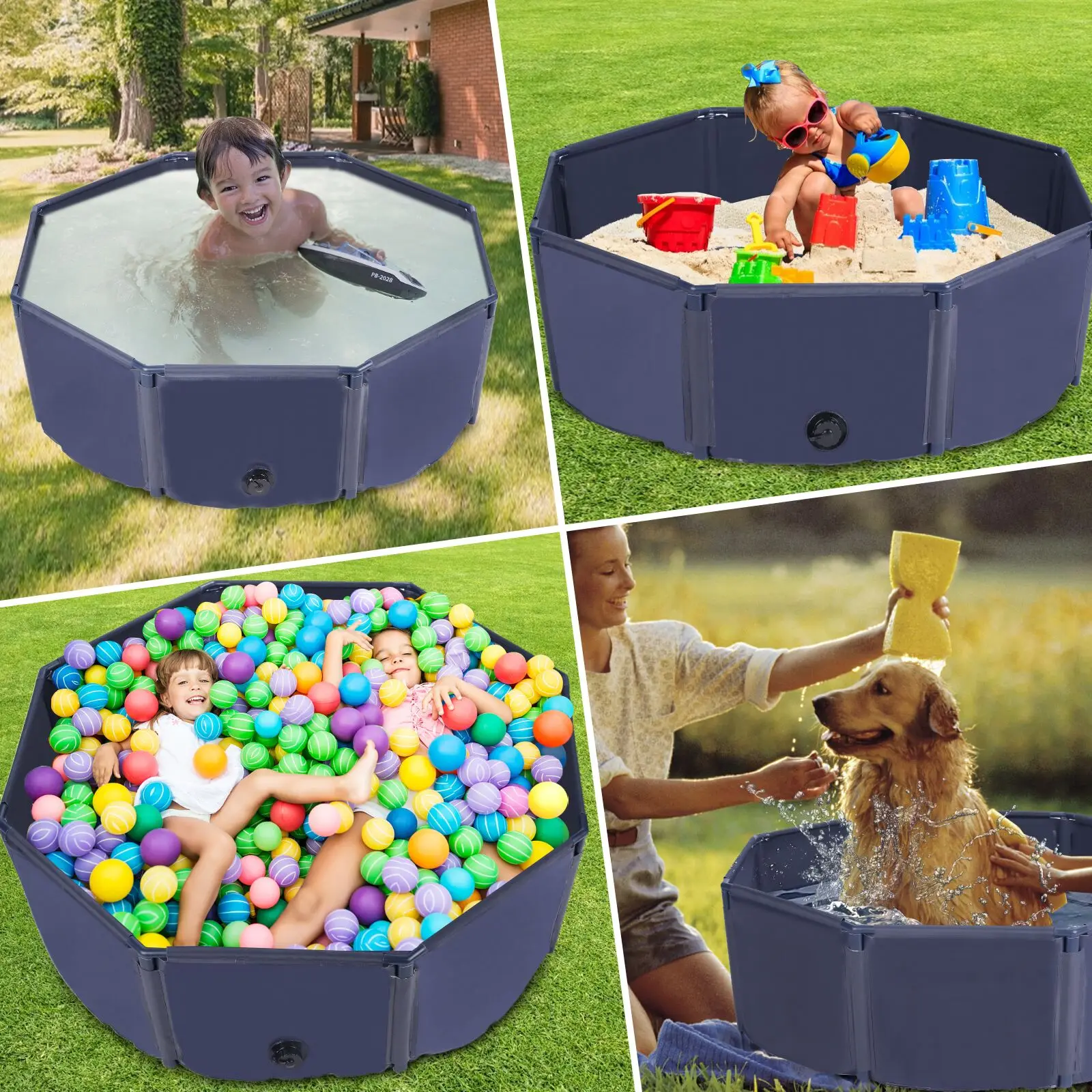 Foldable  Collapsible Pet  Dog Swimming Pool,Portable Kiddie Shower Pool for Kids,Outdoor Backyard PVC Bathing Tub Bathtub