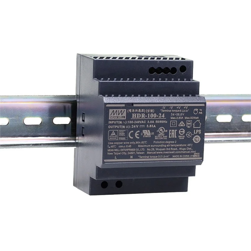 MeanWell HDR-100-24 100W 12V 15V 24V 48V Mean Well DIN Rail Switching Power Supply For Household Control System