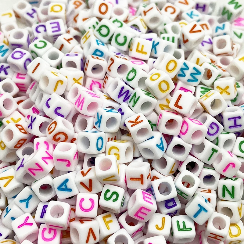 Wholesale Quality 4mm*7mm Vintage Golden Jewelry Colorful Letter Plastic Alphabet Beads