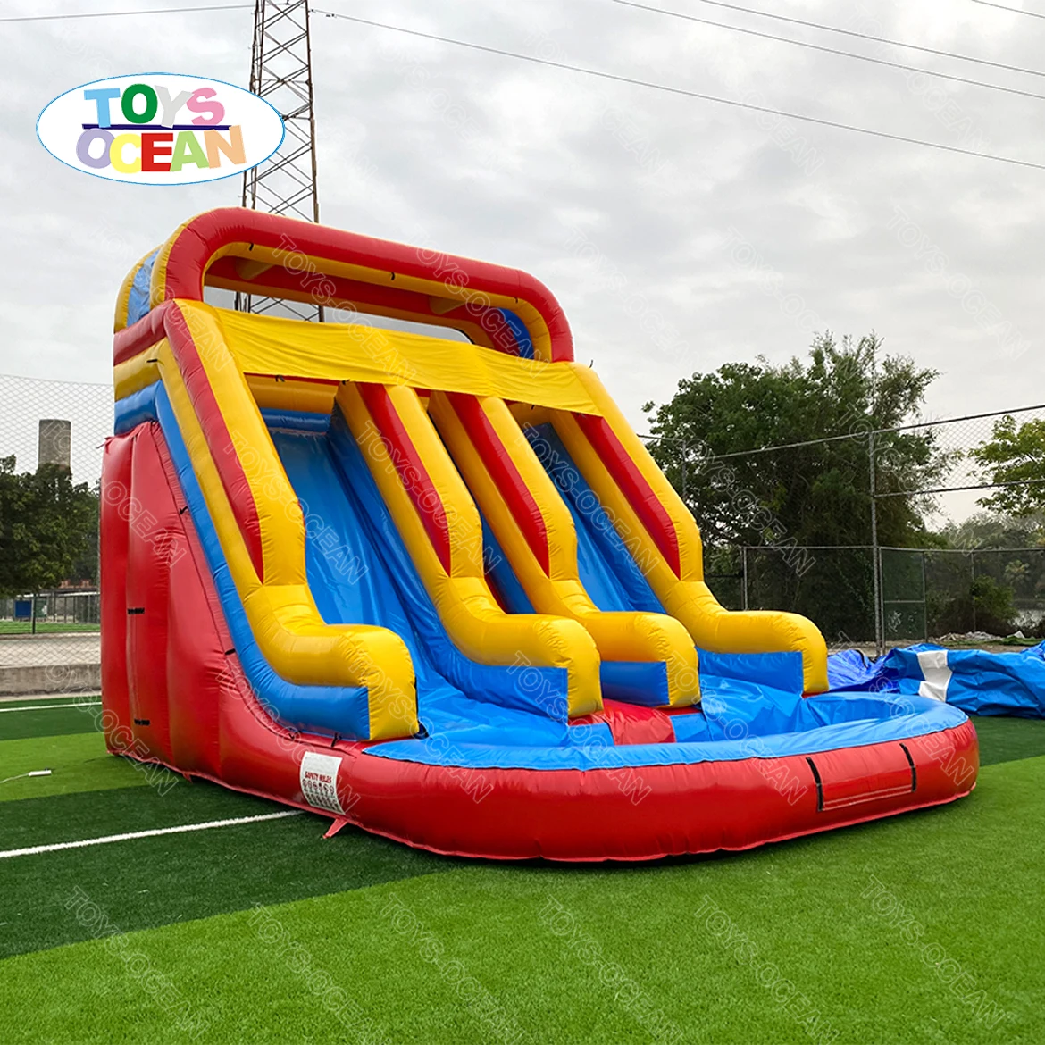Custom commercial large adult slide with pool kids inflatable water slide for sale