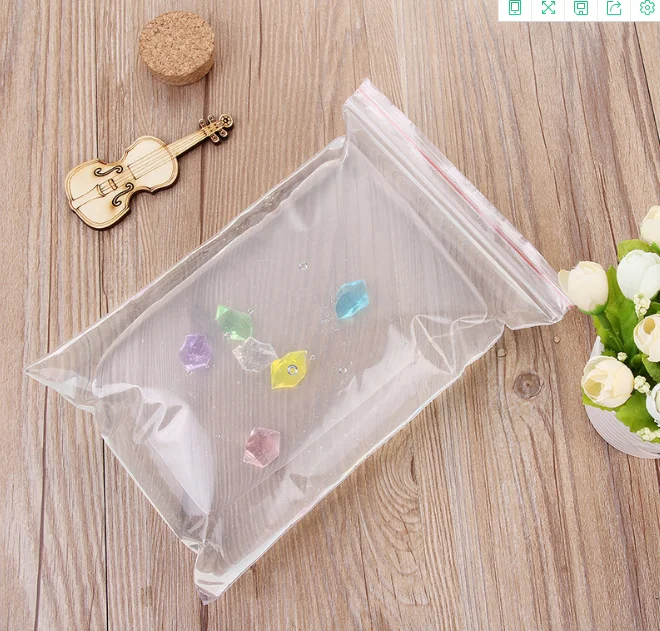 Transparent plastic reclosable zip poly bags with resealable lock seal zipper grip Self sealing bags