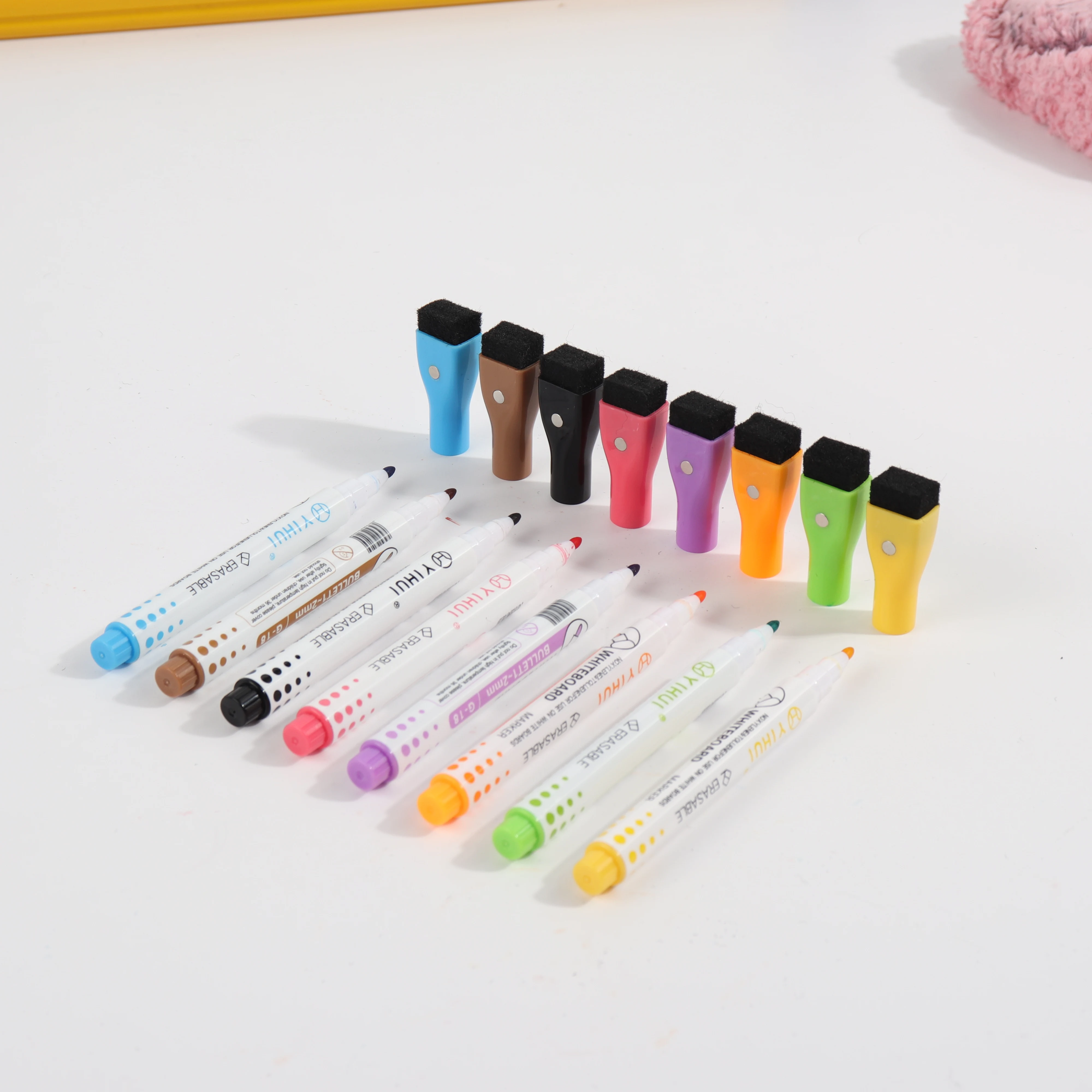 New Arrival Assorted Colored Odorless Refillable White Board Whiteboard Marker Pen Set With Eraser Children