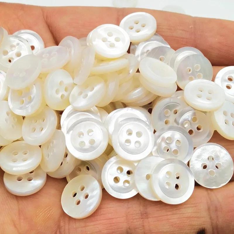 18L 4 holes white mother of pearl shell button 1.9mm-2.0mm thickness, natural real MOP shell button for shirt