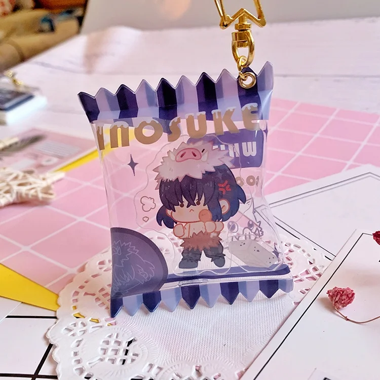 custom acrylic candy keychain printing plastic transparent acrylic candy pendant inflatable charms as gift