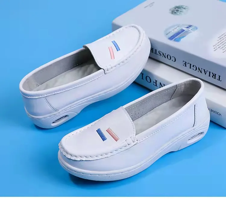 Nursing Shoes Hospital  For Women White Shoes With Wedge Heels Comfort Breathable Soft Bottom Flat Anti-slip Safety Work Shoes