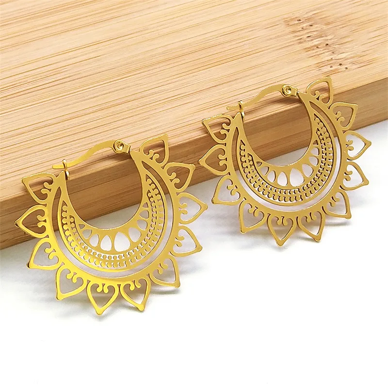 Ethnic Earrings Bohemian Cutout Earrings Stylish Geometric Stainless Steel Vintage Earrings Jewelry Maker Design  N2311207