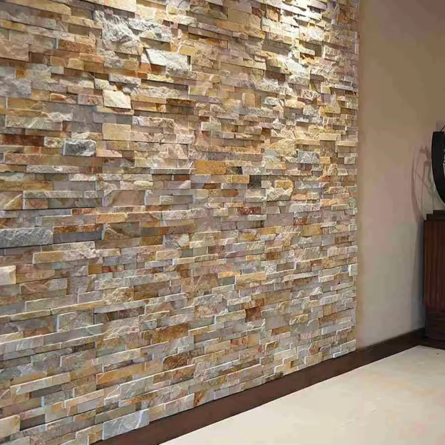 Wall Decoration Exterior Wall Cladding Stacked Stone Facade Planes Veneer Stone Beige Natural Culture Stone For Villa Fence