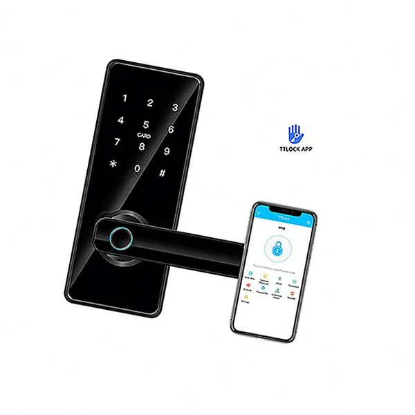 Wifi BLE APP Door Lock Manufacturer Door Handle Security Smart Digital Keyless Fingerprint Door Lock TT Lock CE FCC ROHS