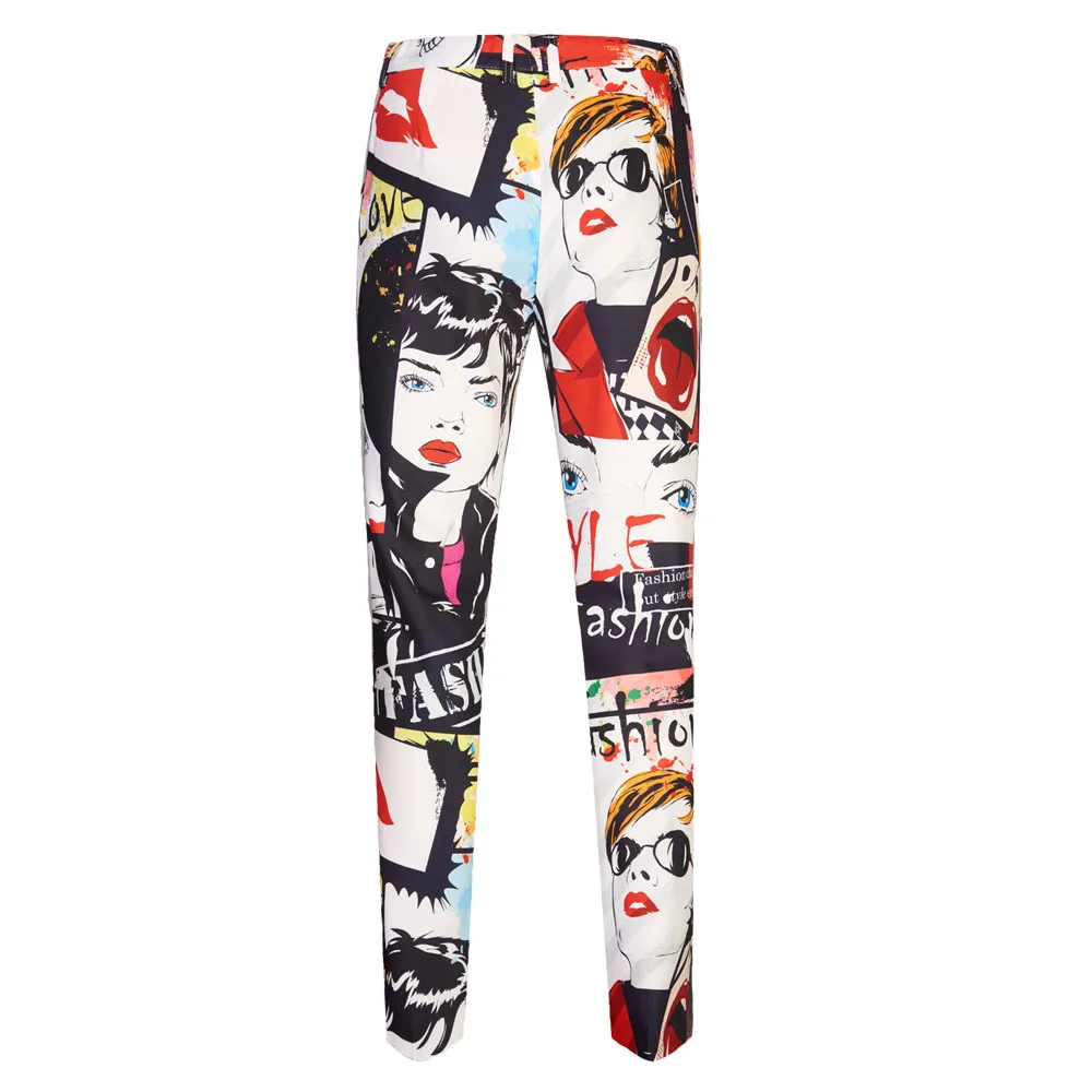 
PYJTRL New Tide Mens Fashion Vintage Beauty Floral Print Suit Trousers Plus Size 5XL Hip Hot Male Casual Pants Singer Stage Wear 