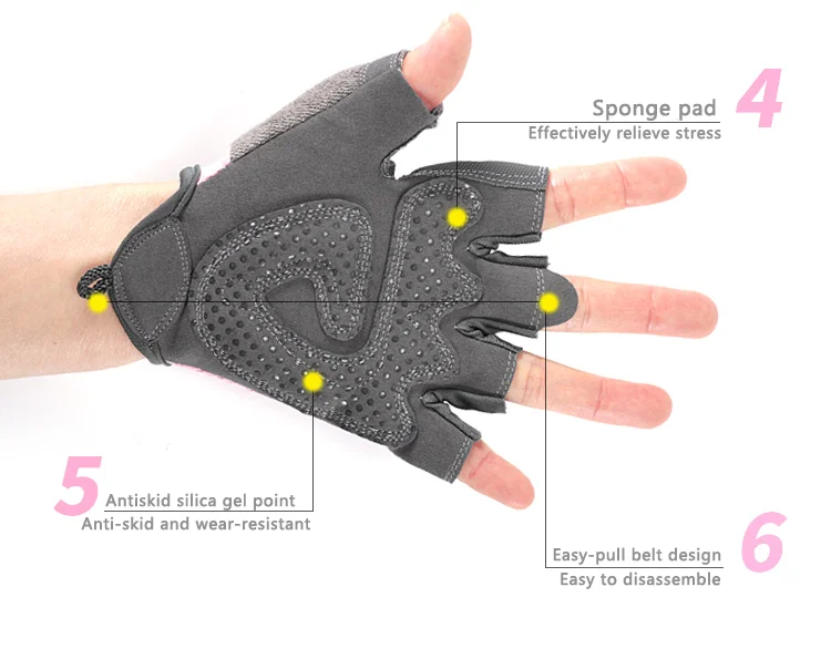 Chinese Supply Soft Half Finger Anti Slip Gloves Outdoor Sports Bicycle Gloves Breathable Gym Gloves Women