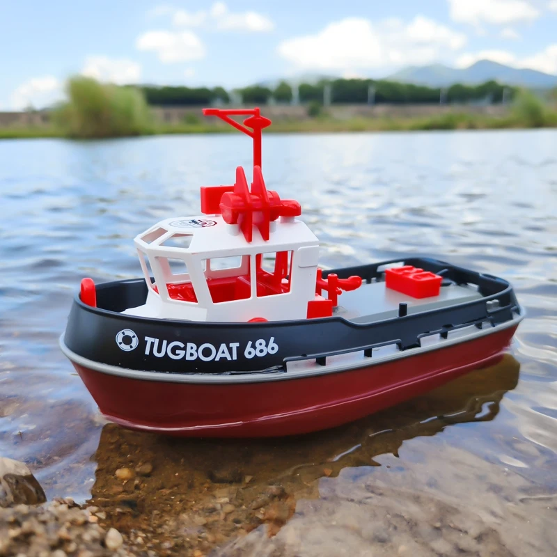 8km/h High Speed Boat 15min Kids Simulation Ship Model Tugboat Towboat SJY-TX686 Mini 2.4G 1/72 scale Anti-collision Fuselage