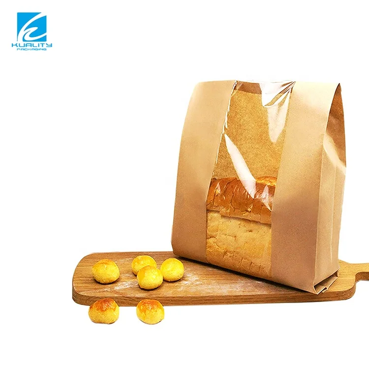 Custom Plastic Design Big Resealable Baguette Sourdough Bread Paper Bag With Window For Loaf  Bread