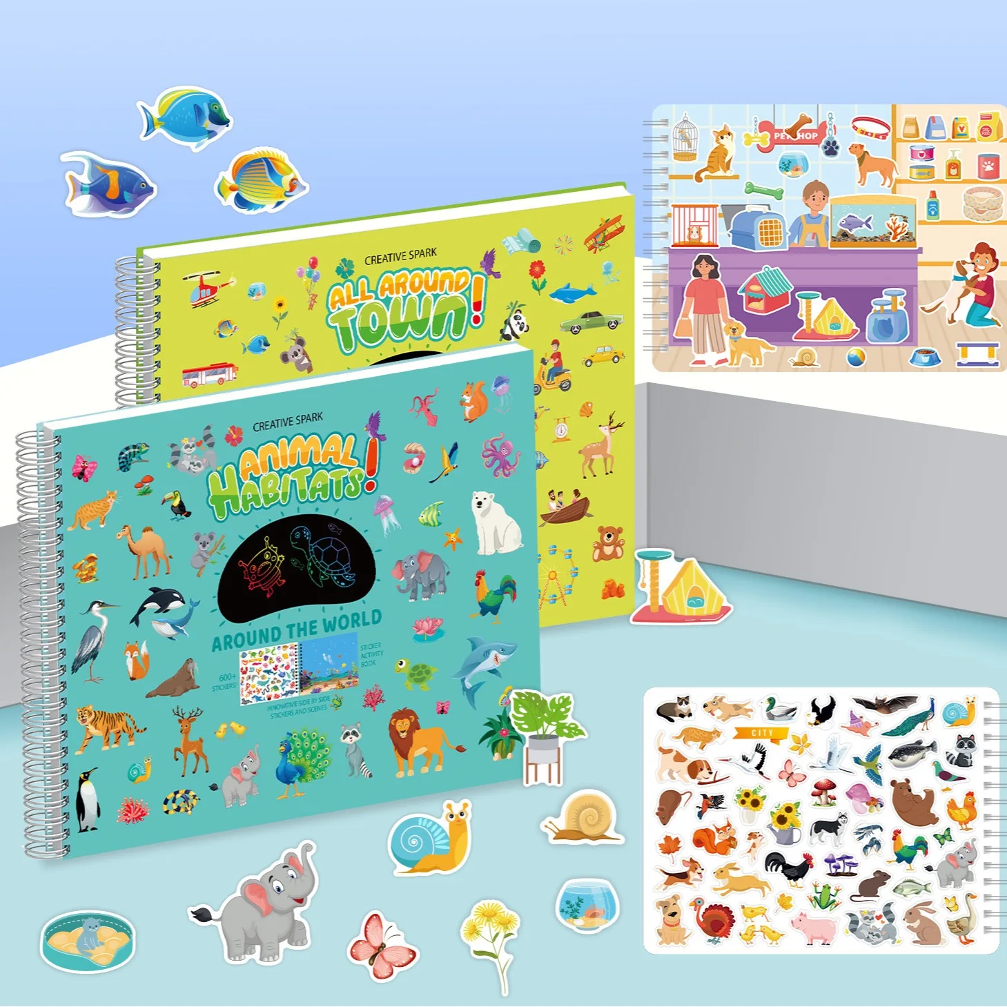 Scene Reusable Sticker activity Books for Kids with colorful pens Fun Coloring Activity Book for students