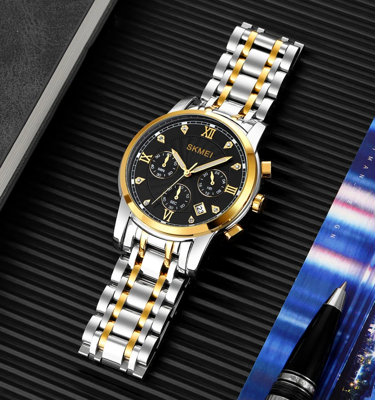 New Arrival Skmei 1904 Luxury Men Quartz Watch Stainless Steel Strap Wristwatch Waterproof Wholesale Price