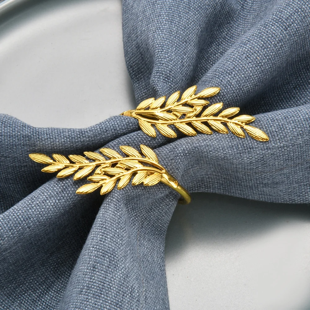 China Supplier Superior New Party Event Christmas Metal Ring Napkin Wheat Stalks Table Gold Napkin Rings