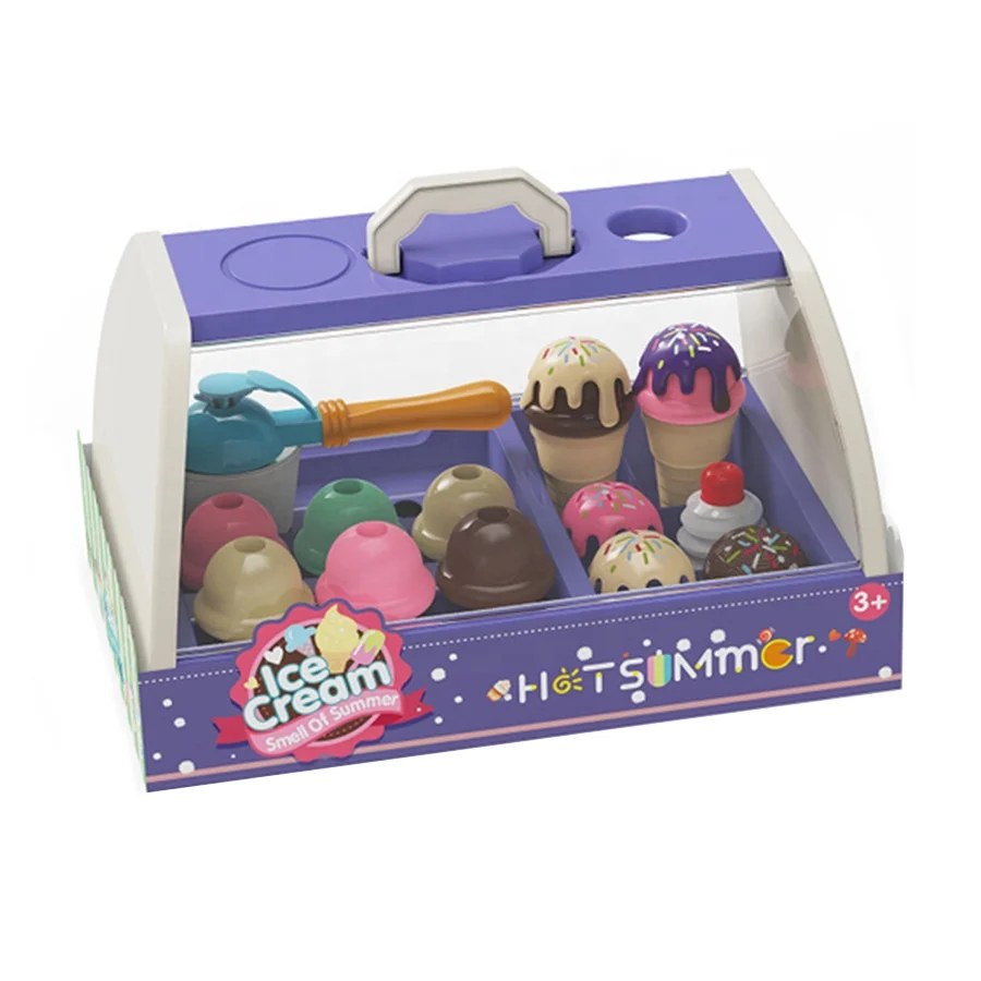 20Pcs Portable Plastic Case Hot Summer Refreshing Ice Cream Series Toys Little Dessert Maker Pretend House Play Toy