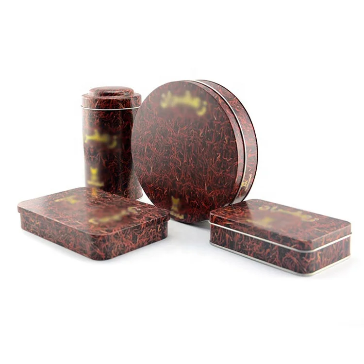 Airtight Tin With Window Lid Premium Persian Saffron Tin Box Specialty Food Grade Packaging Saffron Threads Spice Metal Cans