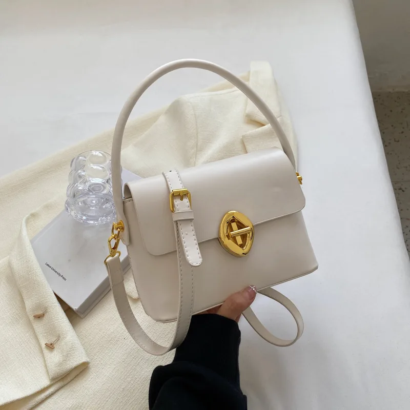 2024 New Simple Solid Color Retro Design Handbag for Women PU Single Shoulder Crossbody Bag Go Out Fashion Bag Lady Bags 