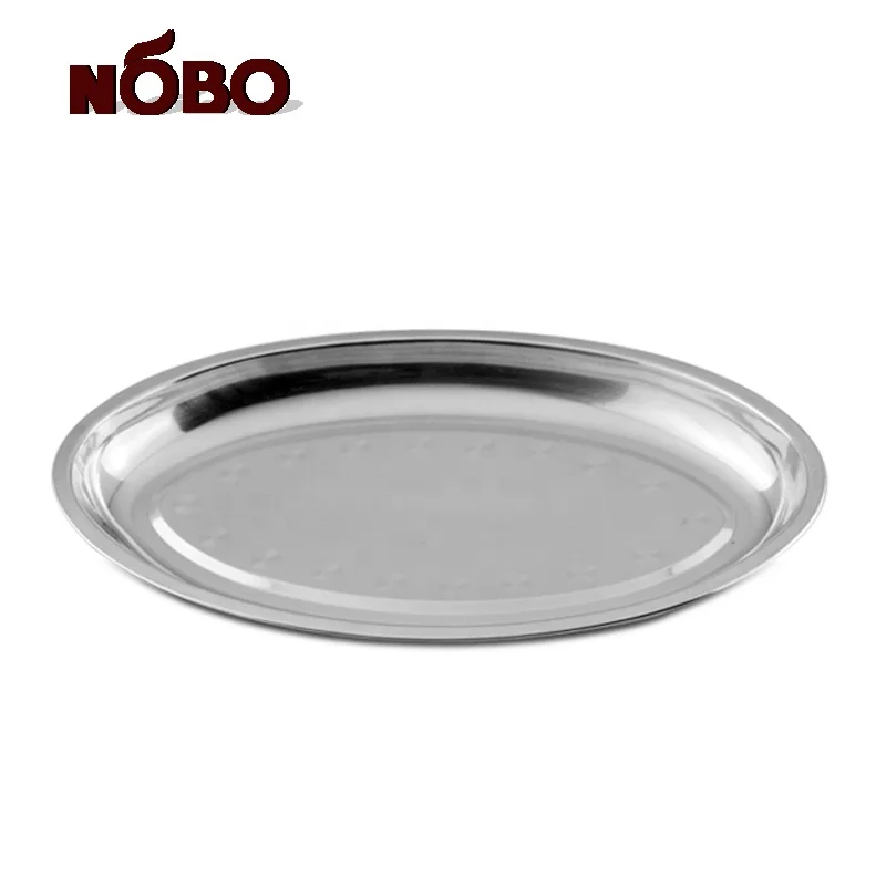 New arrival kitchenware egg shape deep dinner plate stainless steel oval food snacks serving tray