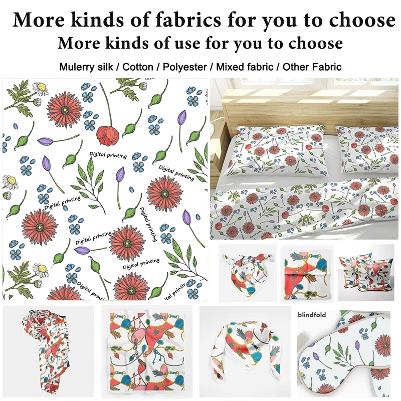 Low MOQ Custom Chiffon Flannelette Mesh Twill Organza Jacquard Print Fabric Digital Printing Pattern Designer