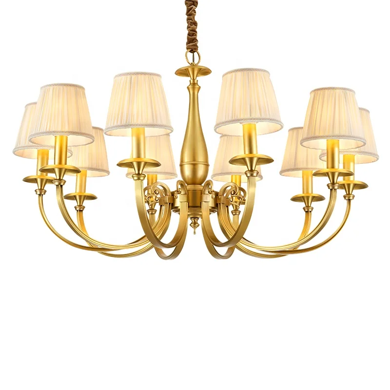 American brass chandelier atmospheric living room lamp dining room lamp simple study bedroom creative personality art chandelier
