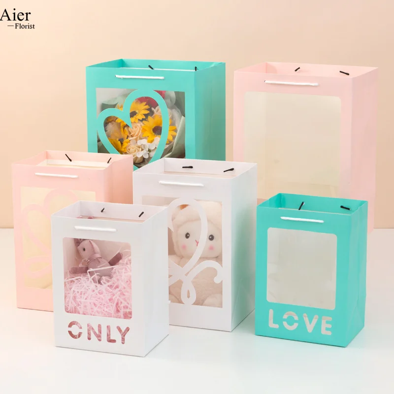 Aierflorist День Святого Валентина или Матери Розовый Цвет букет цветов подарок Английский алфавит сумка и цветок бумажная упаковка белый