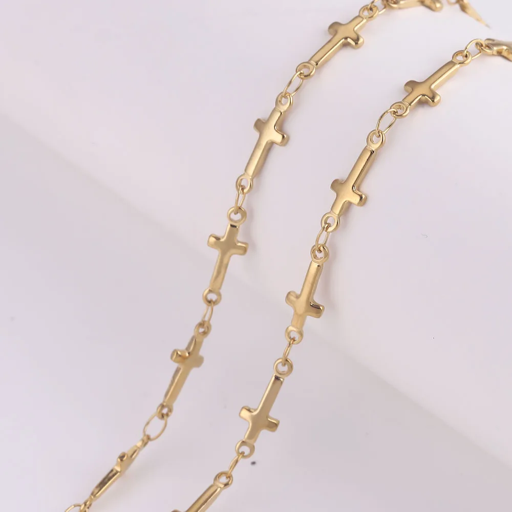 CAIOOCHE Cross Start Leaf Dolphin Heart Chain DIY Handmade High Quality Stainless Steel Gold Chain Sell By Meters