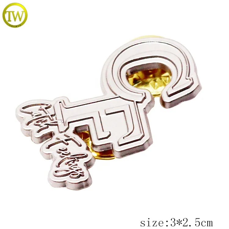 Custom letter badge pins clothing decorative name pin tags matte silver garment accessory metal butterfly label for promotion