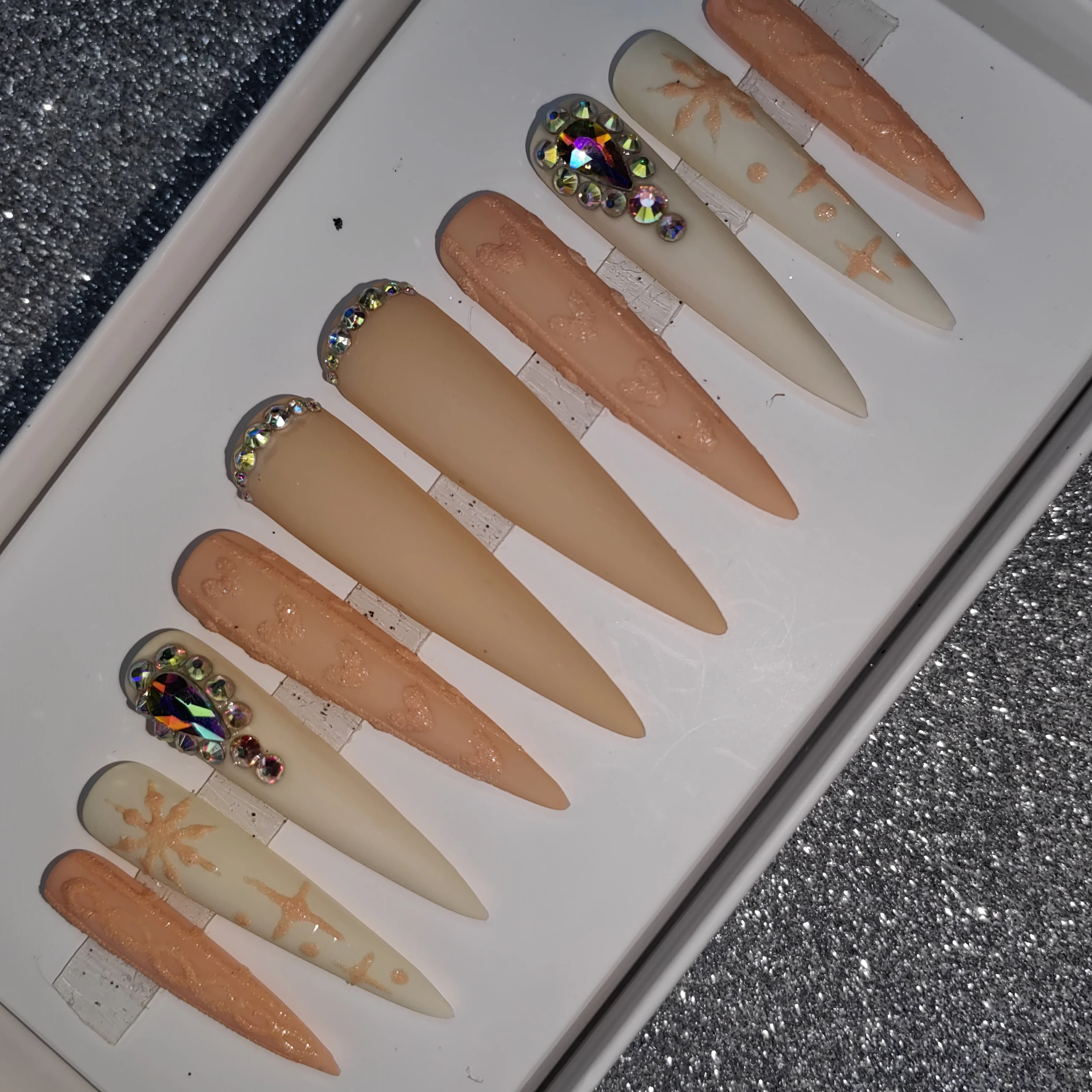 High quality luxury diamond false nails extra long coffin fake nails tipc curve elegant design press on nails