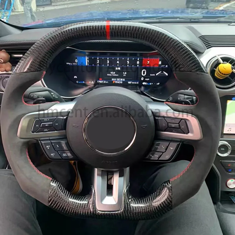 Customized style car accessories carbon fiber Alcantara For Ford Mustang Car Steering wheel
