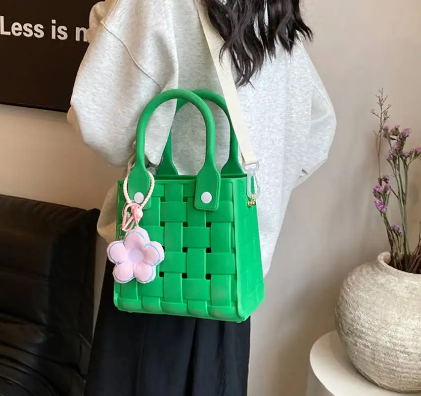 Summer Promotion Woven Jelly Handbagand Purses for Women Shoulder Bag 2024 New Simple Beach Bag Trendy Ladies Crossbody Bag