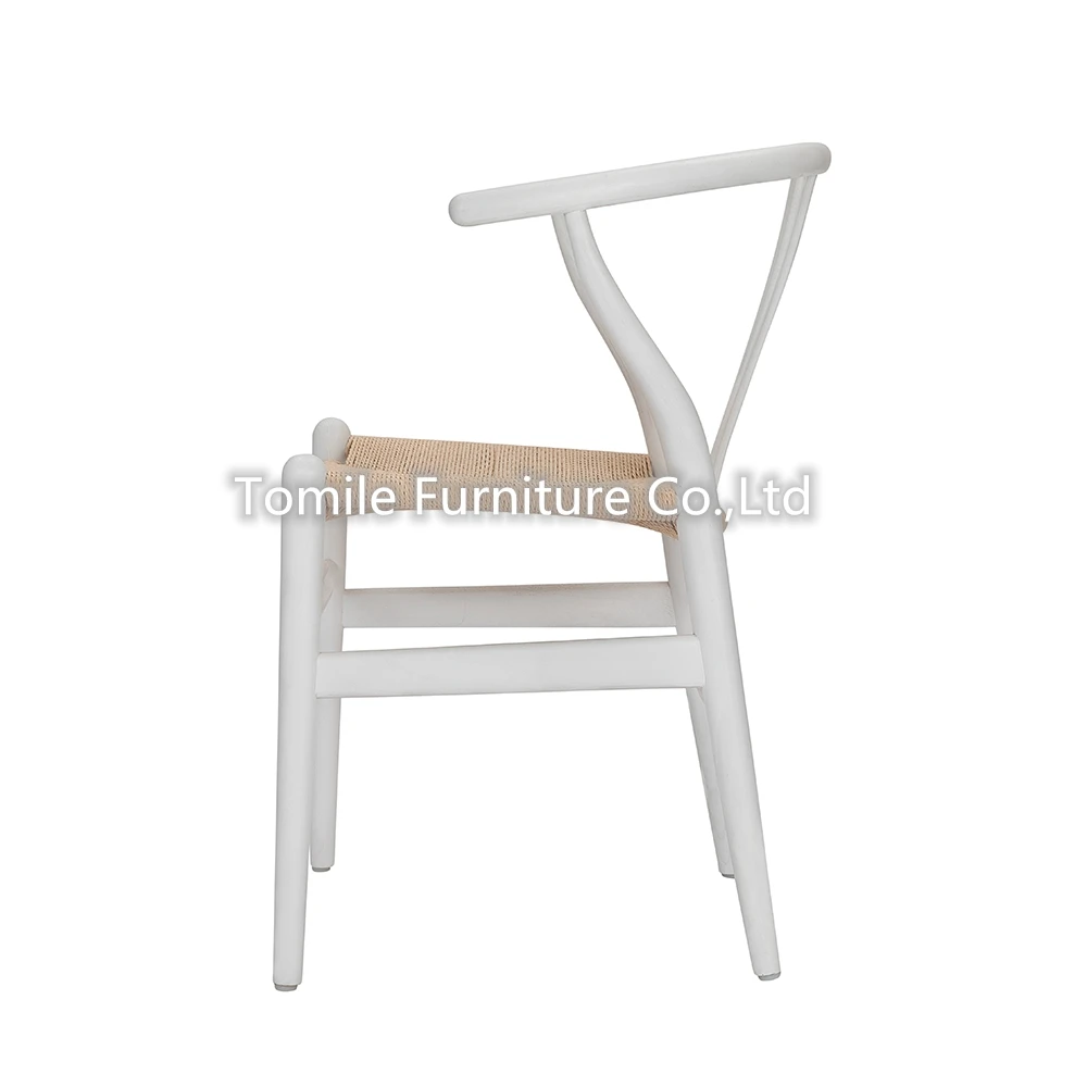 Высококачественный стул Wishbone белый Y-образный обеденные стулья из массива дерева ротанга от профессионального завода