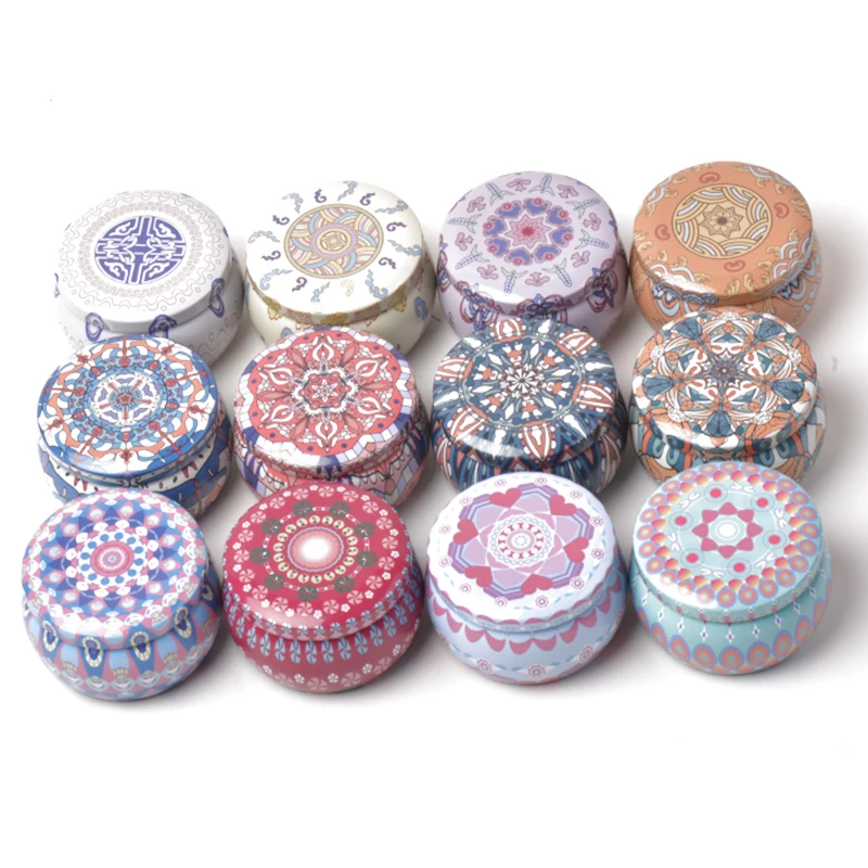 Custom Printed Unique Large Containers Modern Empty Massage Oil Vessels Set Christmas Candle Tins