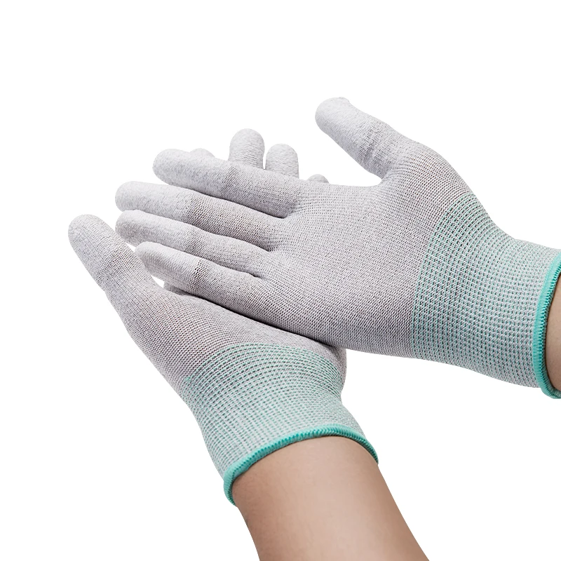 Polyester Knitted Anti Static Pu Palm Coated Gardening Protection Esd Top Fit Safety Work Glove Esd Cleanroom Gloves