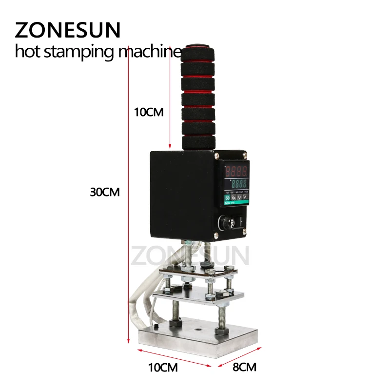 ZONESUN High Efficiency Handheld Wood Paper Leather Embossing Tool Hot Foil Stamping Machine Heat Press Machine Punch Press