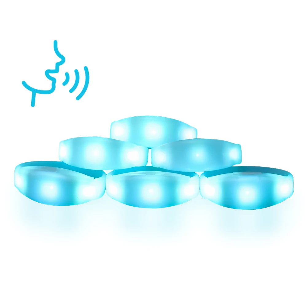 Holiday Party Favor Glitter Multicolor Customizable Voice Activated 3 Lights Semi-Silicone LED Bracelet