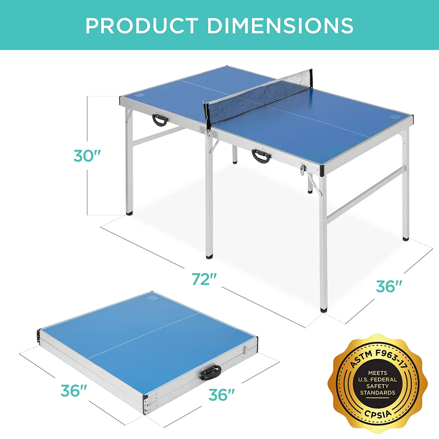 Portable Tennis Table Folding PingPong Table Game Set with Net, Table Tennis Paddles and  Ping Pong Balls for Indoor/Outdoor