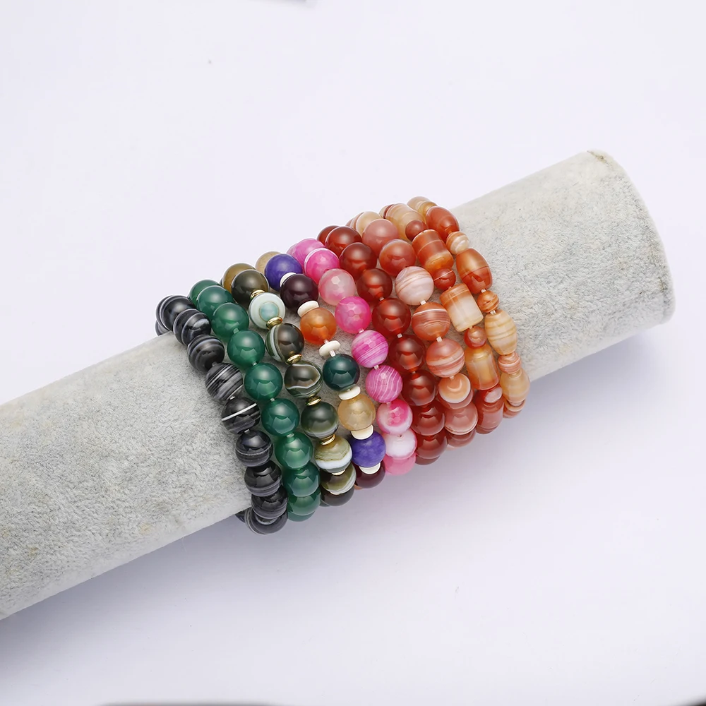 Black Onyx Natural Bracelet Solid Color Minimalist Style Hot Bead Bracelet String