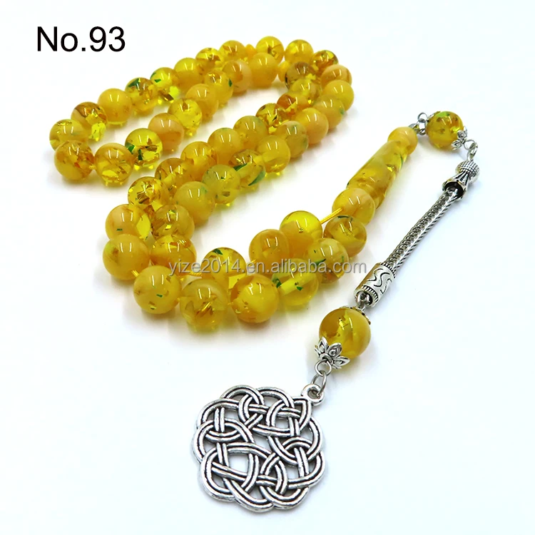 Muslim Tasbeeh 51 beads solid colored resin material metal tassel prayer beads Jewelry