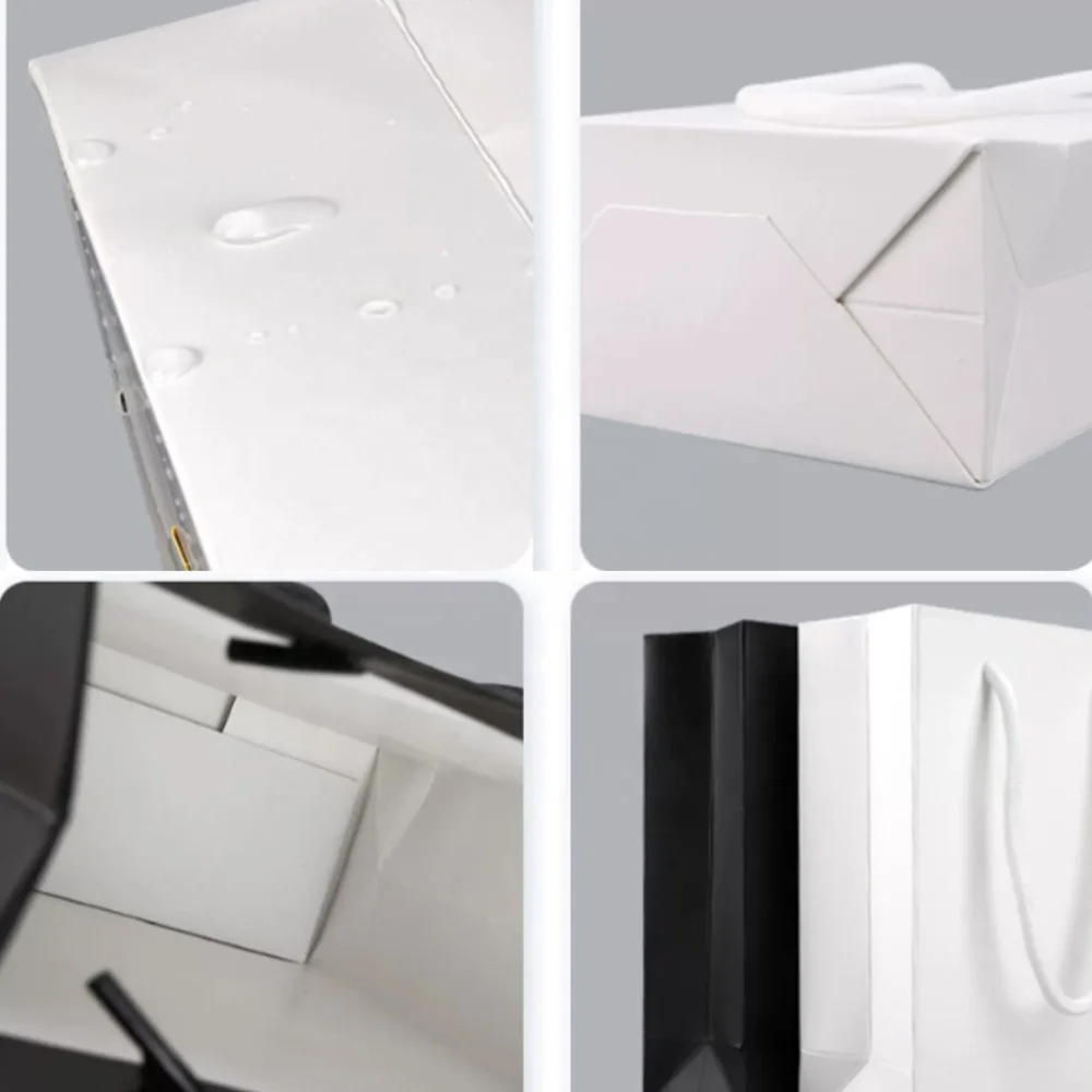 Promotional Gift Packaging Shopping Paper Bag Custom Logo Small Luxury Clothing Jewelry Tote Art Black White Kraft Paper Accept