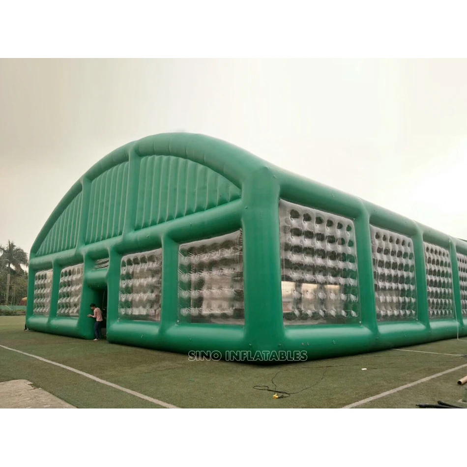 36.8x19m airtight giant sports dome inflatable soccer arena tent with clear windows N removable doors for football playground