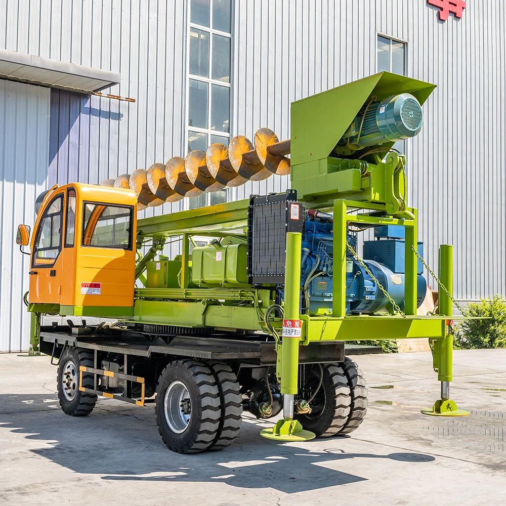 Engineering Construction Diesel Hydraulic Screw Pile Driver Photovoltaic wheel Screw Pile Driver