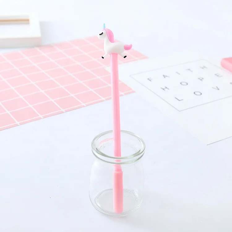 Promotional gift unicorn gel pen 0.5mm ink plastic kawaii gel pen for kids