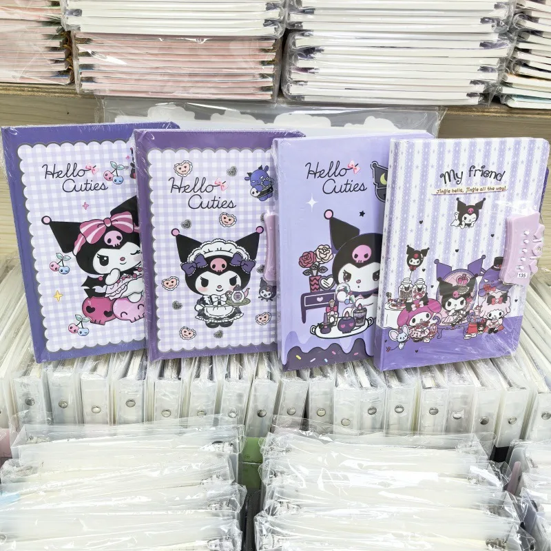 School Stationery Melody Notebook, Cute Kuromi locking note book, Anime Stitch diary notebook