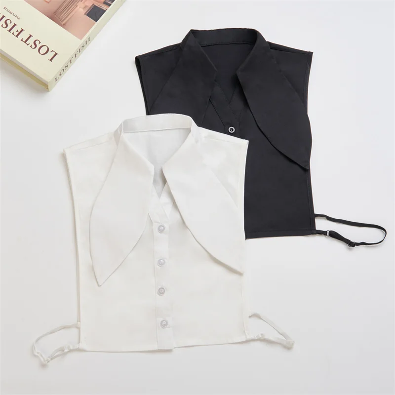 Unique Removable Shirt Collar Accessory With Button Closure For Womens Chic Wardrobe