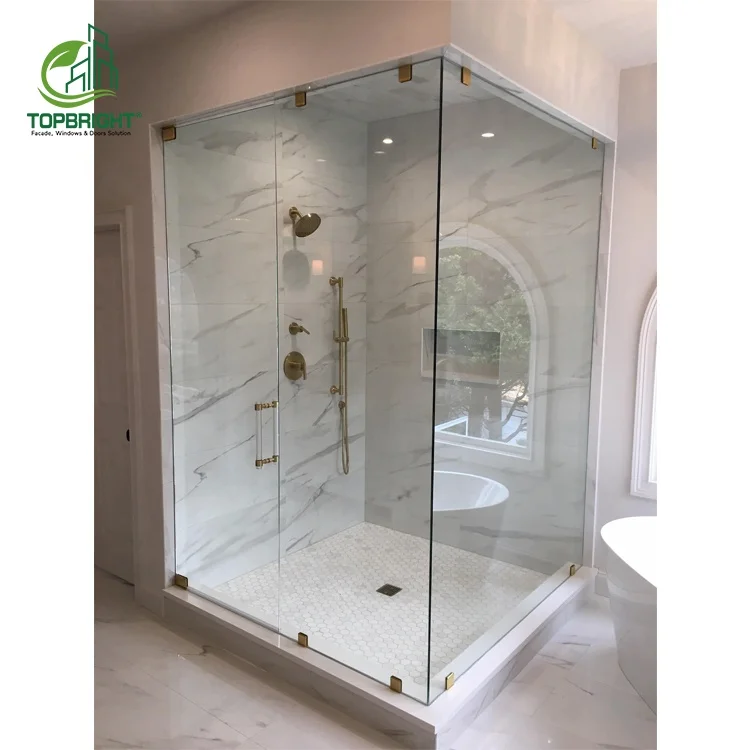 Topbright modern shower glass door cheap stainless steel clear hinges sliding shower door
