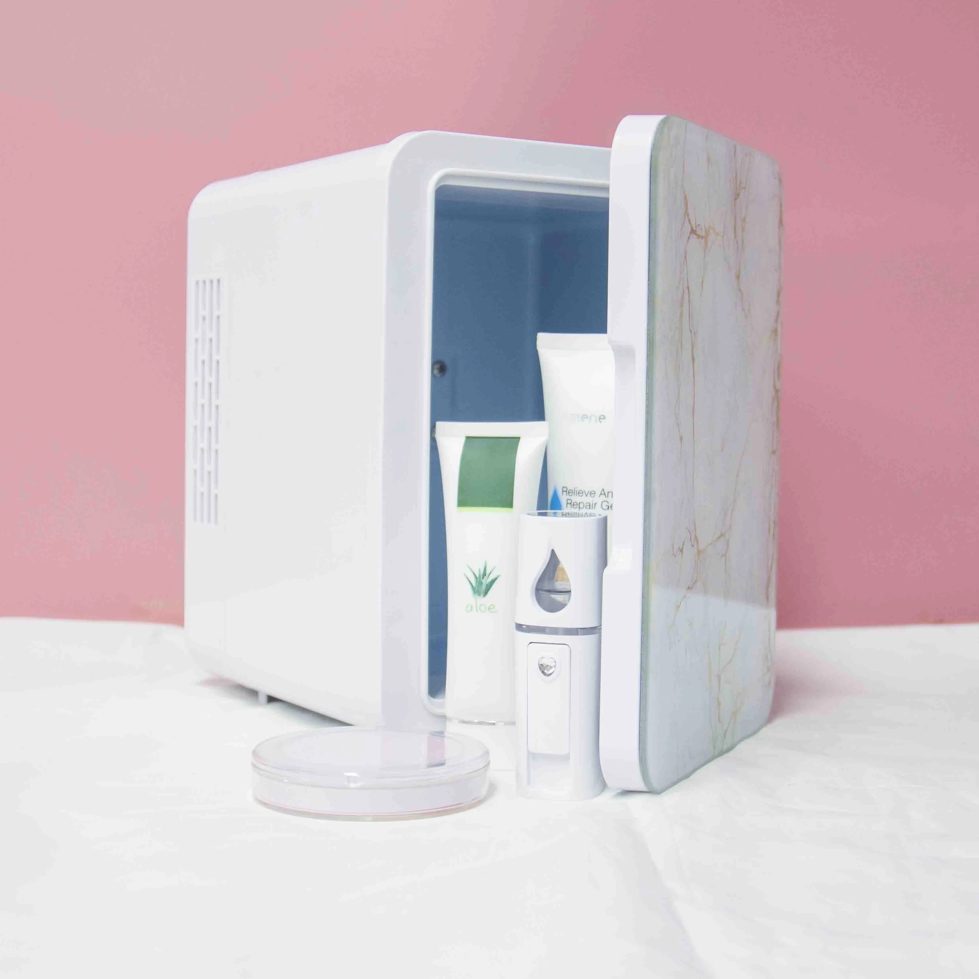Wholesales Car House Use Fridges 5L mini cosmetic makeup fridge beauty skincare refrigerators with marble pattern door